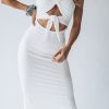 Southern Alternative Aloha Ribbed Midi Dress (Ivory)