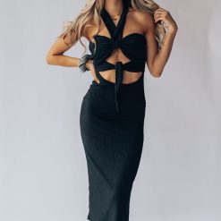 Southern Alternative Aloha Ribbed Midi Dress (Black) 2 Southern Alternative Aloha Ribbed Midi Dress (Black)