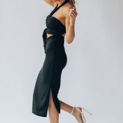 Southern Alternative Aloha Ribbed Midi Dress (Black) 3 Southern Alternative Aloha Ribbed Midi Dress (Black)