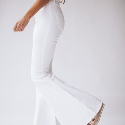 Southern Alternative Denim Set In Stone Bell Bottoms (White)