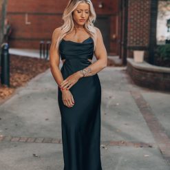 Southern Alternative Clothing Complete Bliss Satin Midi Dress (Black)