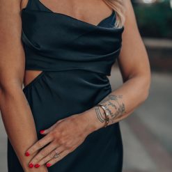 Southern Alternative Clothing Complete Bliss Satin Midi Dress (Black)