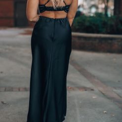 Southern Alternative Clothing Complete Bliss Satin Midi Dress (Black)