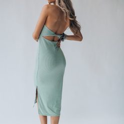 Southern Alternative Aloha Ribbed Midi Dress (Sage) Dresses
