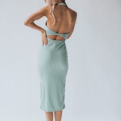 Southern Alternative Aloha Ribbed Midi Dress (Sage) Dresses