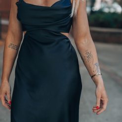 Southern Alternative Clothing Complete Bliss Satin Midi Dress (Black)