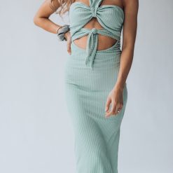 Southern Alternative Aloha Ribbed Midi Dress (Sage) Dresses