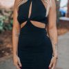 Southern Alternative Ventura Halter Mini Dress(Black)
