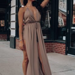 Southern Alternative Rhythm Romper Maxi Dress (Mocha)