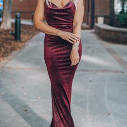 Southern Alternative Clothing Own The Night Velvet Maxi Dress(Wine)