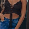 Southern Alternative Real Deal Lace Up Crop Top (Chocolate)