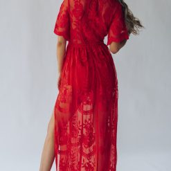 Southern Alternative Firefly Lace Romper Dress (Red) Clothing