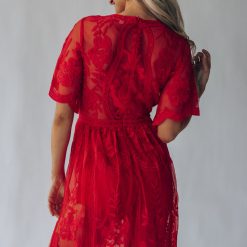 Southern Alternative Firefly Lace Romper Dress (Red) Clothing