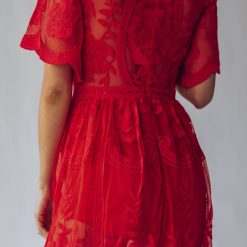 Southern Alternative Firefly Lace Romper Dress (Red) Clothing