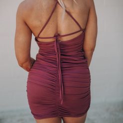 Southern Alternative Key West Ruched Mini Dress (Berry) Clothing 3 Southern Alternative Key West Ruched Mini Dress (Berry) Clothing