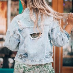 Southern Alternative Rumor Has It Distressed Denim Jacket Clothing