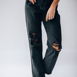 Southern Alternative Vibe Check Boyfriend Jeans (Black)