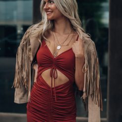 Southern Alternative Solange Ruched Dress (Rust) Dresses