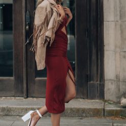 Southern Alternative Solange Ruched Dress (Rust) Dresses