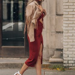 Southern Alternative Solange Ruched Dress (Rust) Dresses