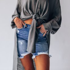 Southern Alternative Palm Woven Button Up (Slate) Blouses + Tops 3 Southern Alternative Palm Woven Button Up (Slate) Blouses + Tops