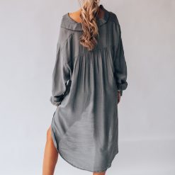 Southern Alternative Palm Woven Button Up (Slate) Blouses + Tops 4 Southern Alternative Palm Woven Button Up (Slate) Blouses + Tops