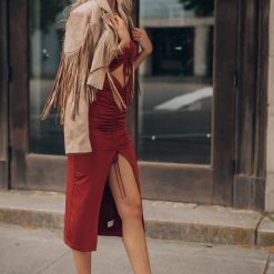 Southern Alternative Solange Ruched Dress (Rust) Dresses