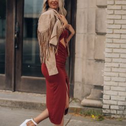 Southern Alternative Solange Ruched Dress (Rust) Dresses