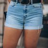 Southern Alternative Talk To Me Cuffed Shorts Denim