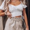 Southern Alternative Crop Tops Flirt With You Blouse (Ivory)