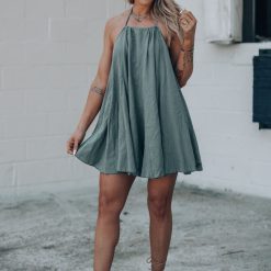 Southern Alternative Twirling Around Mini Dress (Olive) Clothing