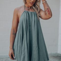 Southern Alternative Twirling Around Mini Dress (Olive) Clothing