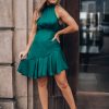Southern Alternative Dresses Under The Stars Halter Mini Dress (Forest Green)