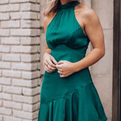 Southern Alternative Dresses Under The Stars Halter Mini Dress (Forest Green) 2 Southern Alternative Dresses Under The Stars Halter Mini Dress (Forest Green)