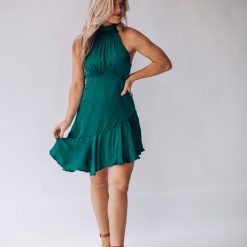 Southern Alternative Dresses Under The Stars Halter Mini Dress (Forest Green) 4 Southern Alternative Dresses Under The Stars Halter Mini Dress (Forest Green)