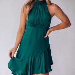 Southern Alternative Dresses Under The Stars Halter Mini Dress (Forest Green) 5 Southern Alternative Dresses Under The Stars Halter Mini Dress (Forest Green)