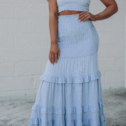 Southern Alternative Clothing East To West Smocked Skirt Set (Blue)