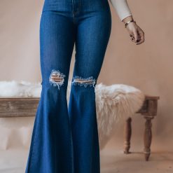 Southern Alternative Soho Distressed Flare Jeans(Medium Stone) 5 Southern Alternative Soho Distressed Flare Jeans(Medium Stone)