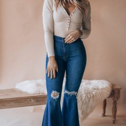 Southern Alternative Soho Distressed Flare Jeans(Medium Stone) 6 Southern Alternative Soho Distressed Flare Jeans(Medium Stone)