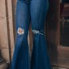 Southern Alternative Soho Distressed Flare Jeans(Medium Stone)