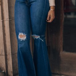 Southern Alternative Soho Distressed Flare Jeans(Medium Stone) 2 Southern Alternative Soho Distressed Flare Jeans(Medium Stone)