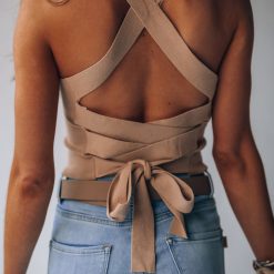 Southern Alternative Heartbreaker Knit Crop Top (Taupe) Blouses + Tops