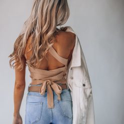 Southern Alternative Heartbreaker Knit Crop Top (Taupe) Blouses + Tops