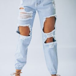 Southern Alternative 90's Babe Denim Joggers (Light Wash) Clothing 2 Southern Alternative 90's Babe Denim Joggers (Light Wash) Clothing
