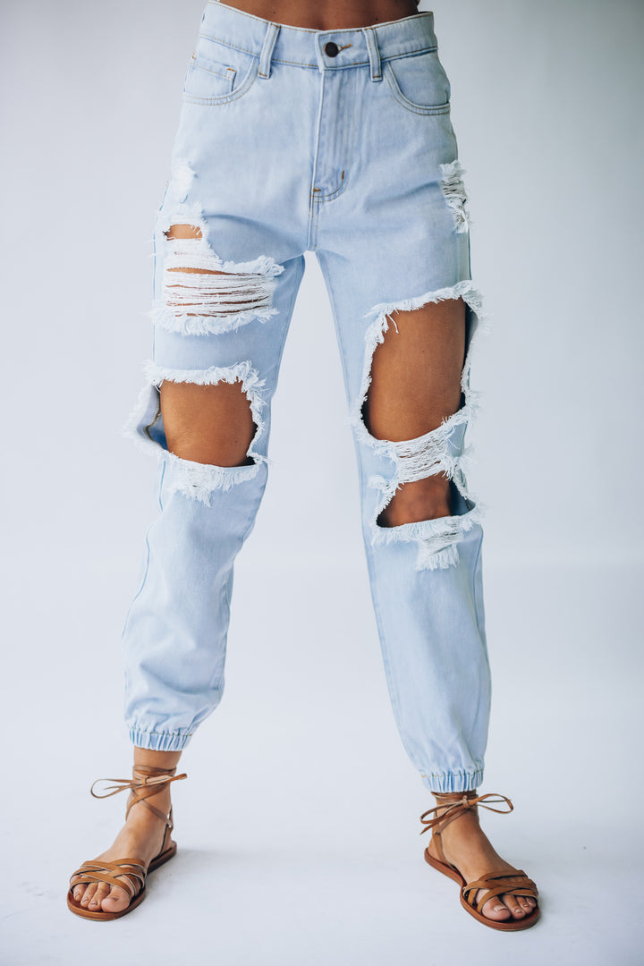 Southern Alternative 90's Babe Denim Joggers (Light Wash) Clothing Southern Alternative 90's Babe Denim Joggers (Light Wash) Clothing