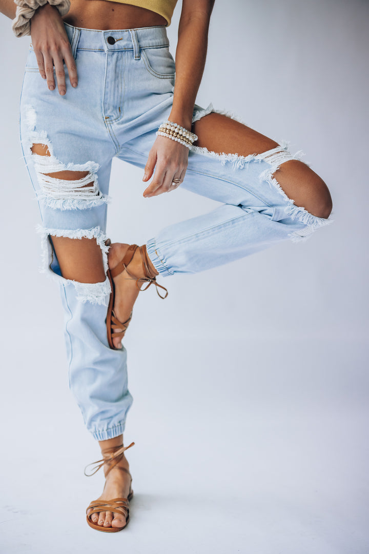 Southern Alternative 90's Babe Denim Joggers (Light Wash) Clothing Southern Alternative 90's Babe Denim Joggers (Light Wash) Clothing