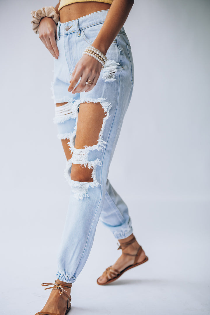 Southern Alternative 90's Babe Denim Joggers (Light Wash) Clothing Southern Alternative 90's Babe Denim Joggers (Light Wash) Clothing