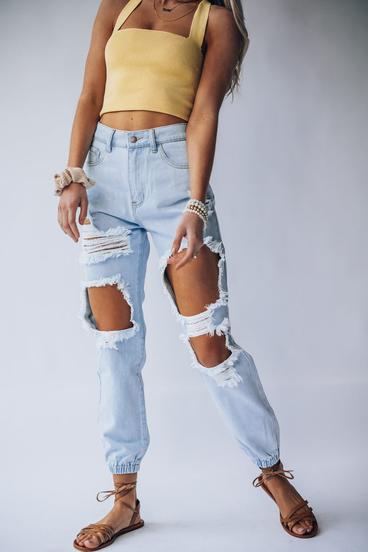 Southern Alternative 90's Babe Denim Joggers (Light Wash) Clothing Southern Alternative 90's Babe Denim Joggers (Light Wash) Clothing