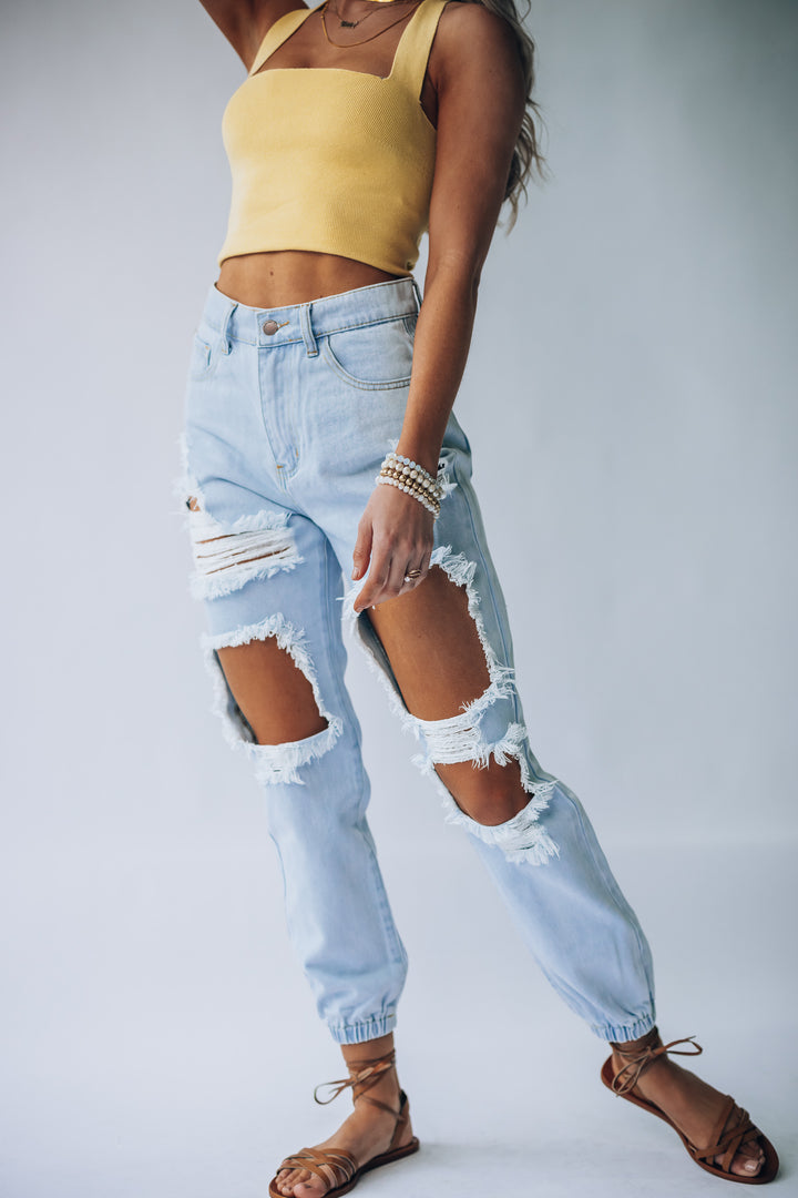 Southern Alternative 90's Babe Denim Joggers (Light Wash) Clothing Southern Alternative 90's Babe Denim Joggers (Light Wash) Clothing
