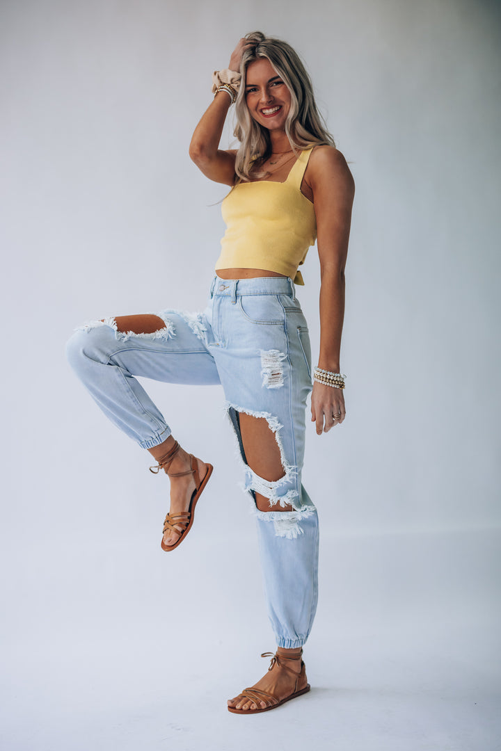 Southern Alternative 90's Babe Denim Joggers (Light Wash) Clothing Southern Alternative 90's Babe Denim Joggers (Light Wash) Clothing